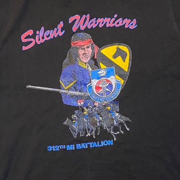 Vintage Silent Warriors 312th Battalion Single Stitch T Shirt - Picture 2 of 4